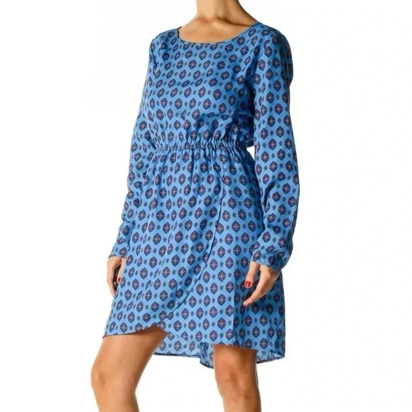 J. Crew Preppy Career Party Blue Floral Medallion Print Tulip Hem Dress Size 2 - Picture 1 of 5